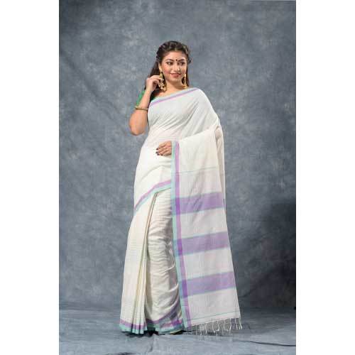 Available In Different Colors Ladies White Cotton Saree