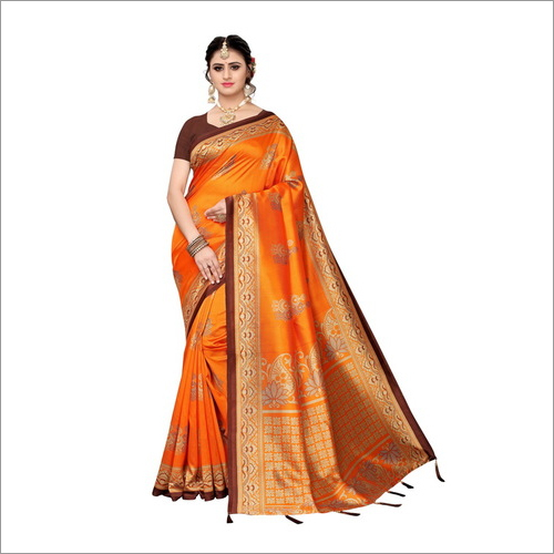 New designer silk saree with checks design and jhalar