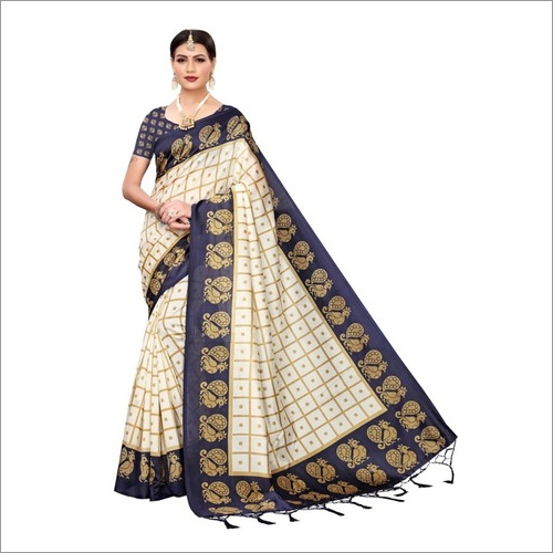 Ladies wear Mysore Silk saree with jhalar