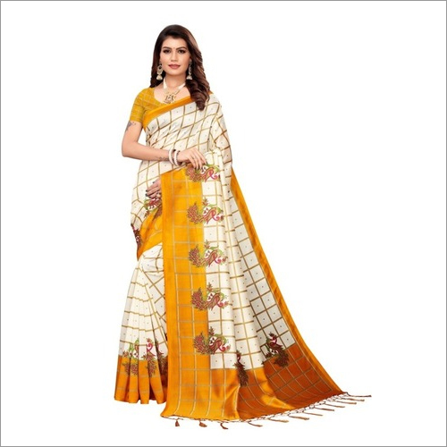 New Designer Mysore  art Silk saree with jhalar