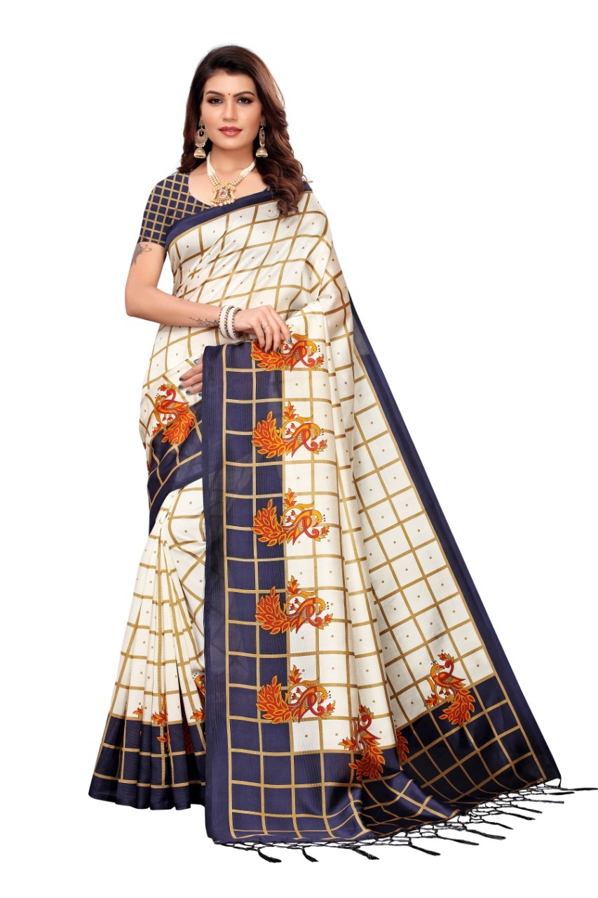 New Designer Mysore  art Silk saree with jhalar