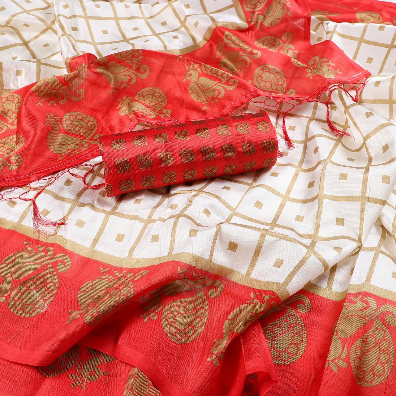 New Peacock print mysore silk saree with jhalar