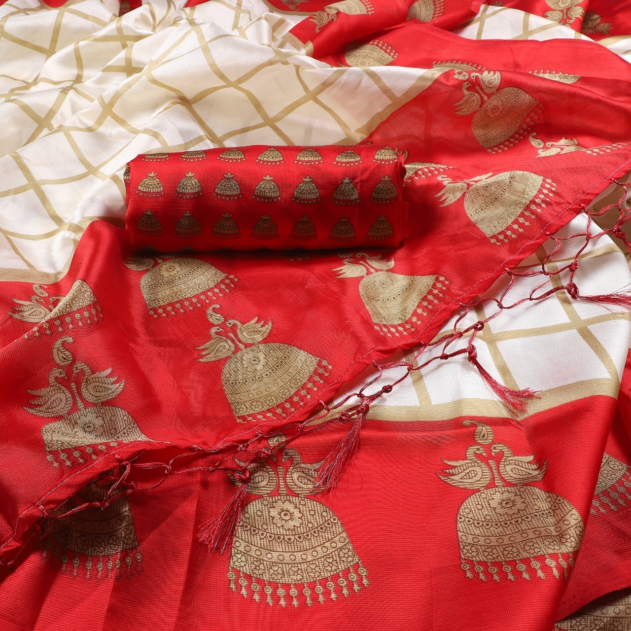 printed mysore art silk with jhalar