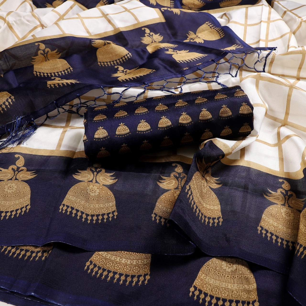 printed mysore art silk with jhalar