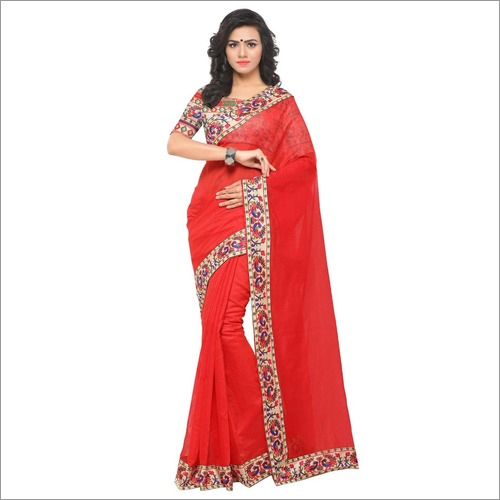 New designer chanderi saree with lace