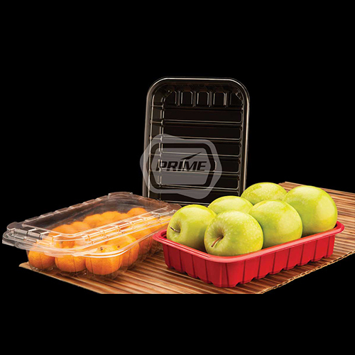 Apple Packaging Tray With Lid - PET Material 155L x 230W x 40H mm Transparent with Red Lid | Ideal for Efficient Apple Packaging
