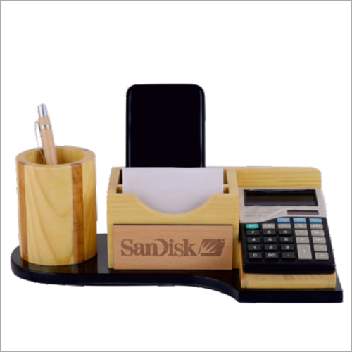 Light Brown Pen Stand With Calculator