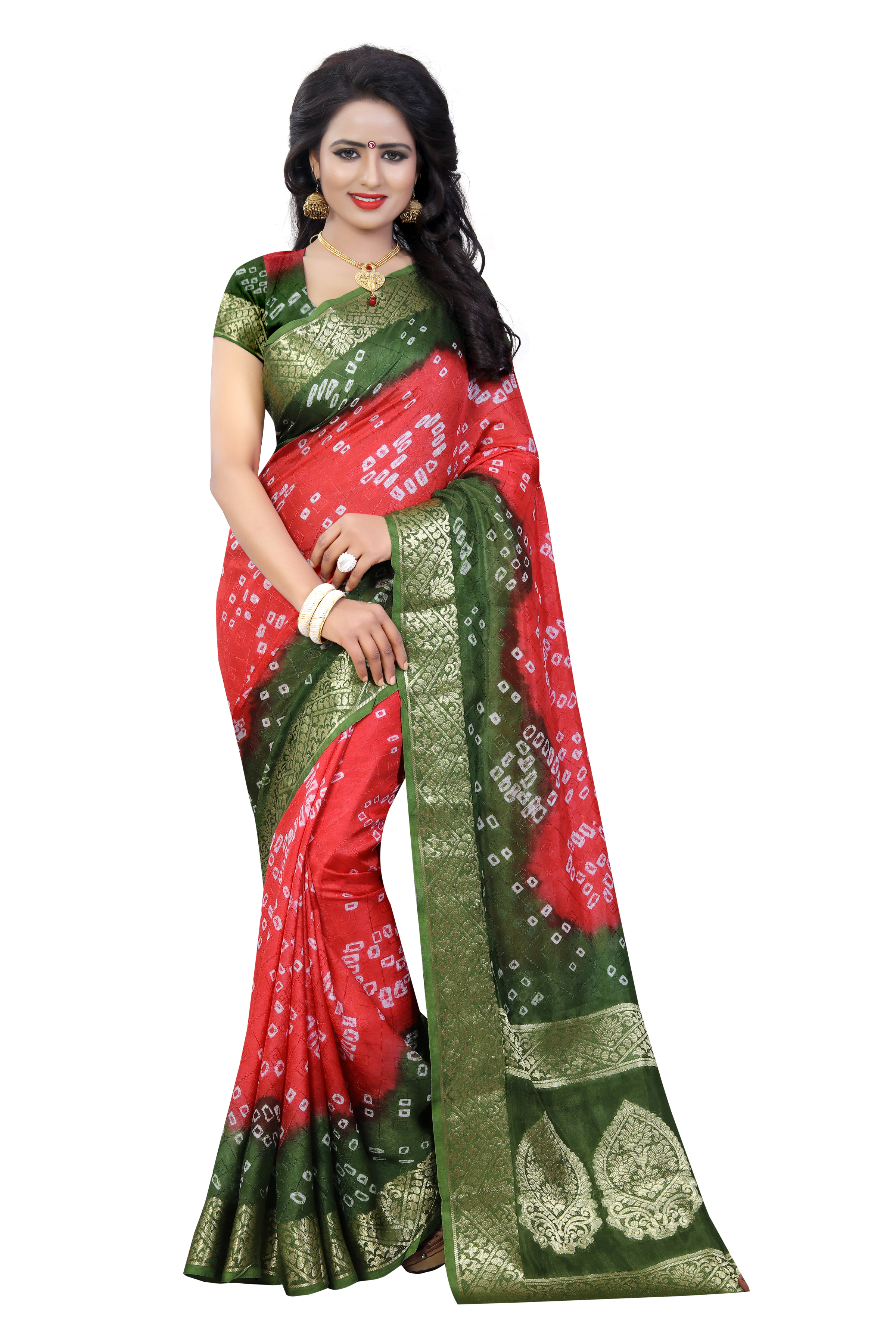 New Pure Cotton Bandhani Saree with Attractive Zari work
