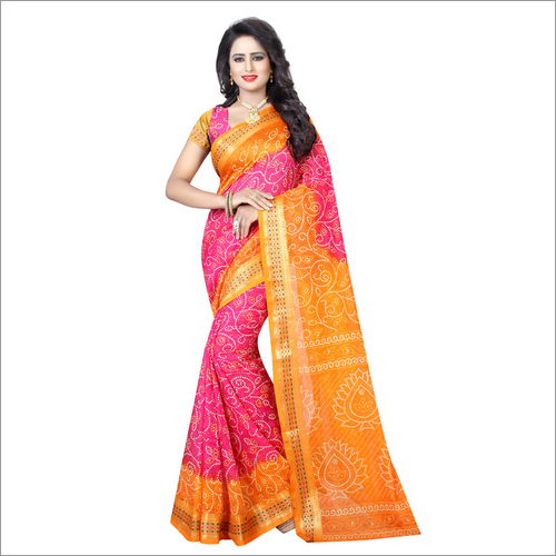 Pure Cotton Saree with  Bandhani and Zari work