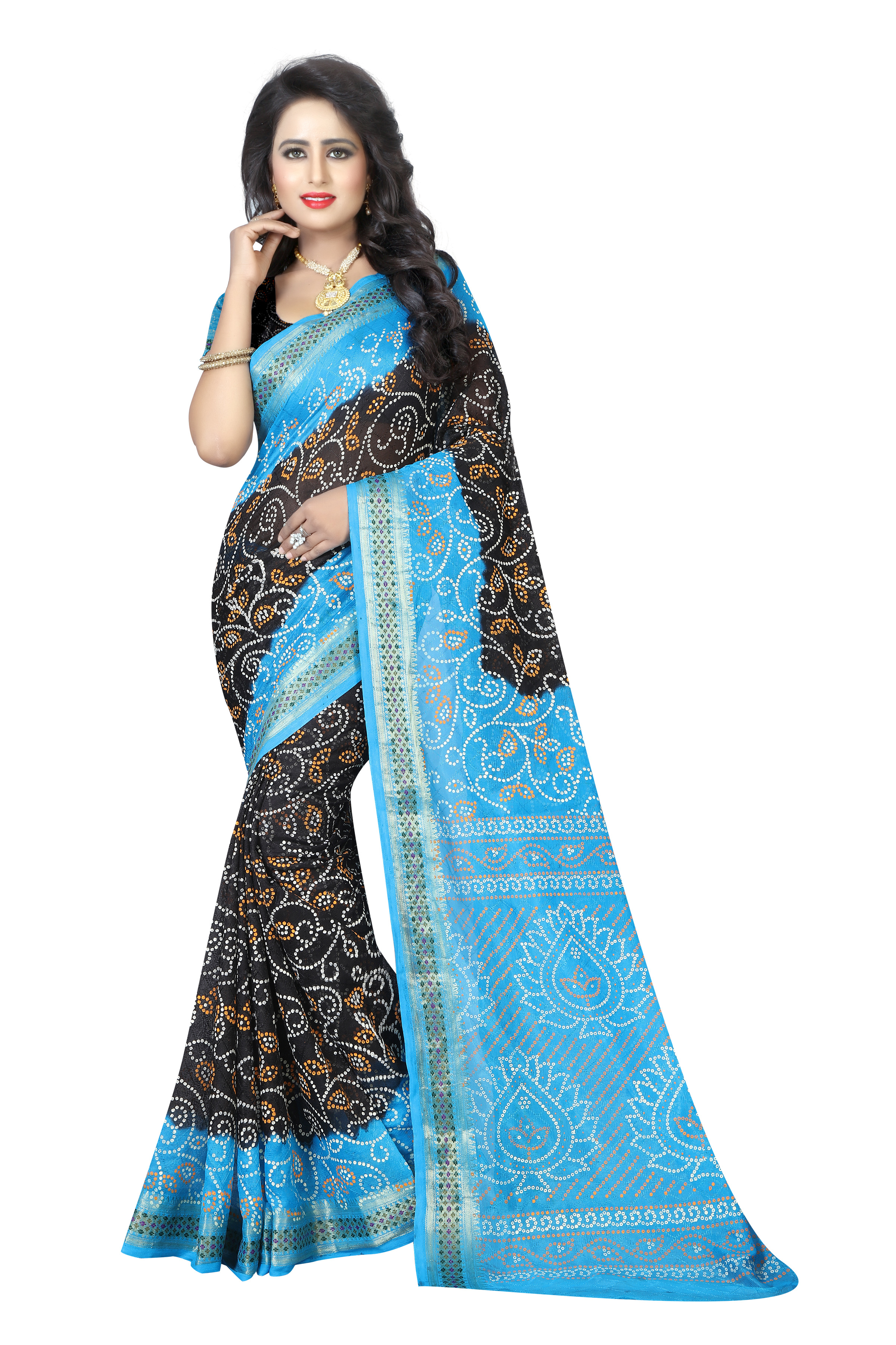 Pure Cotton Saree with  Bandhani and Zari work