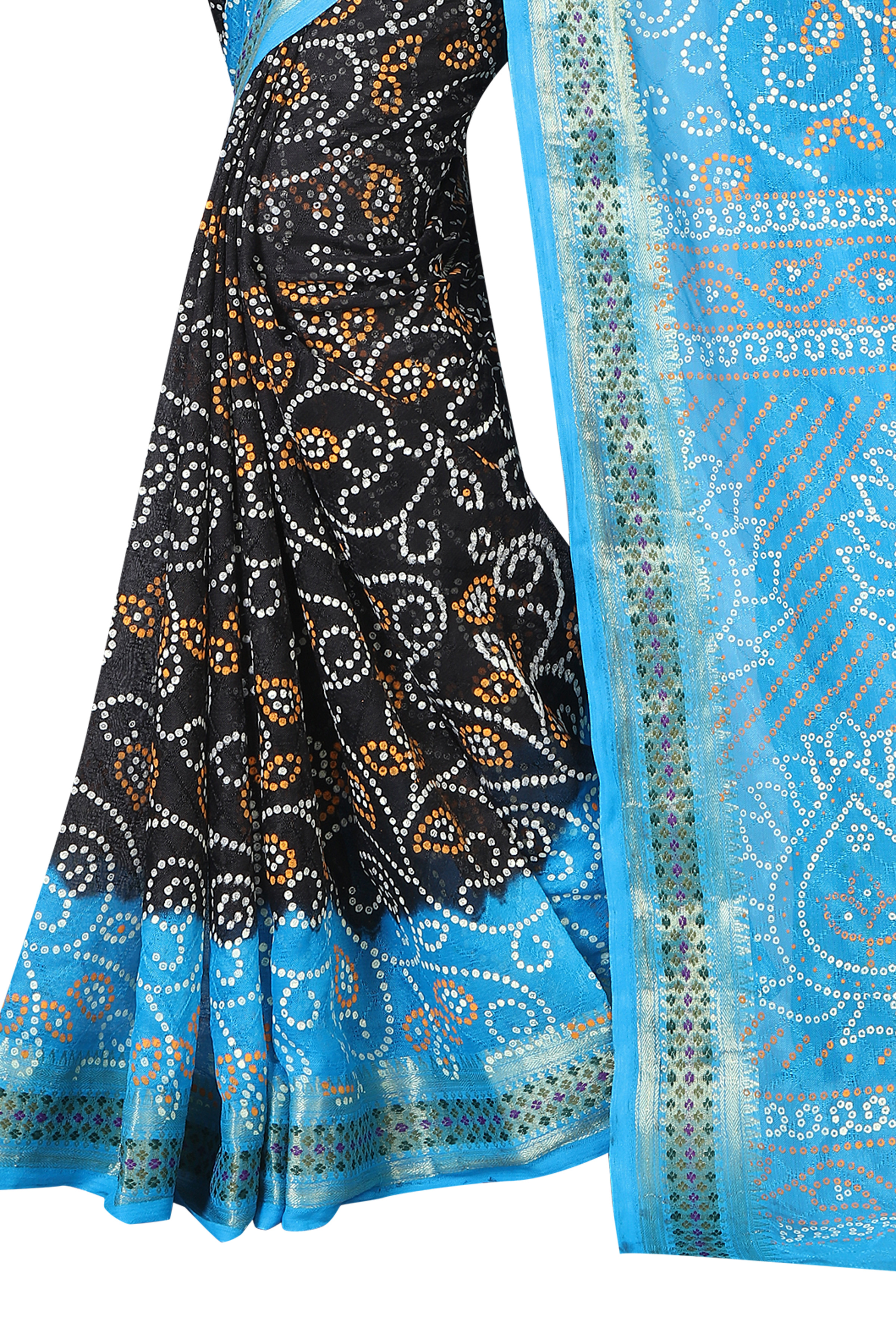 Pure Cotton Saree with  Bandhani and Zari work