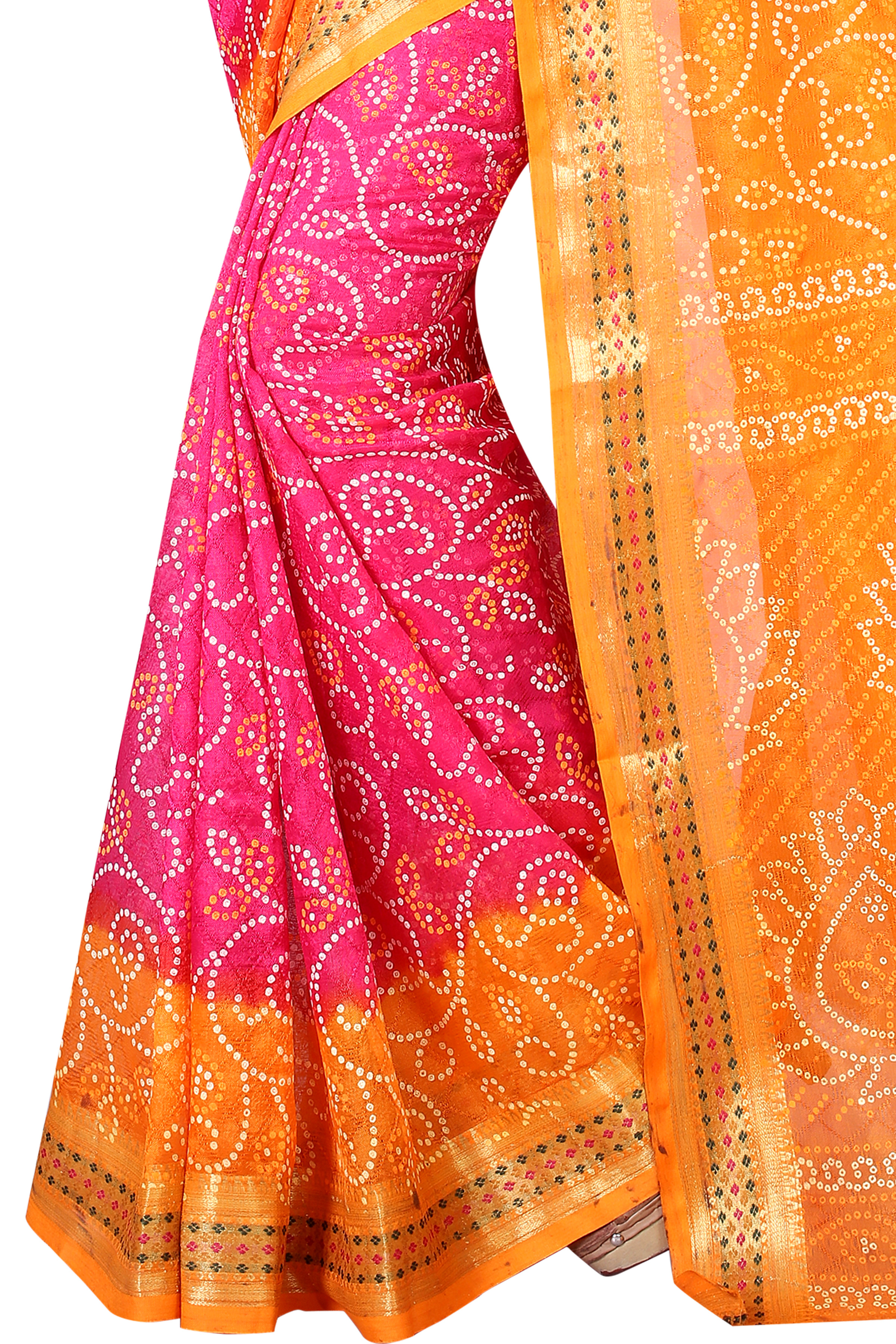 Pure Cotton Saree with  Bandhani and Zari work