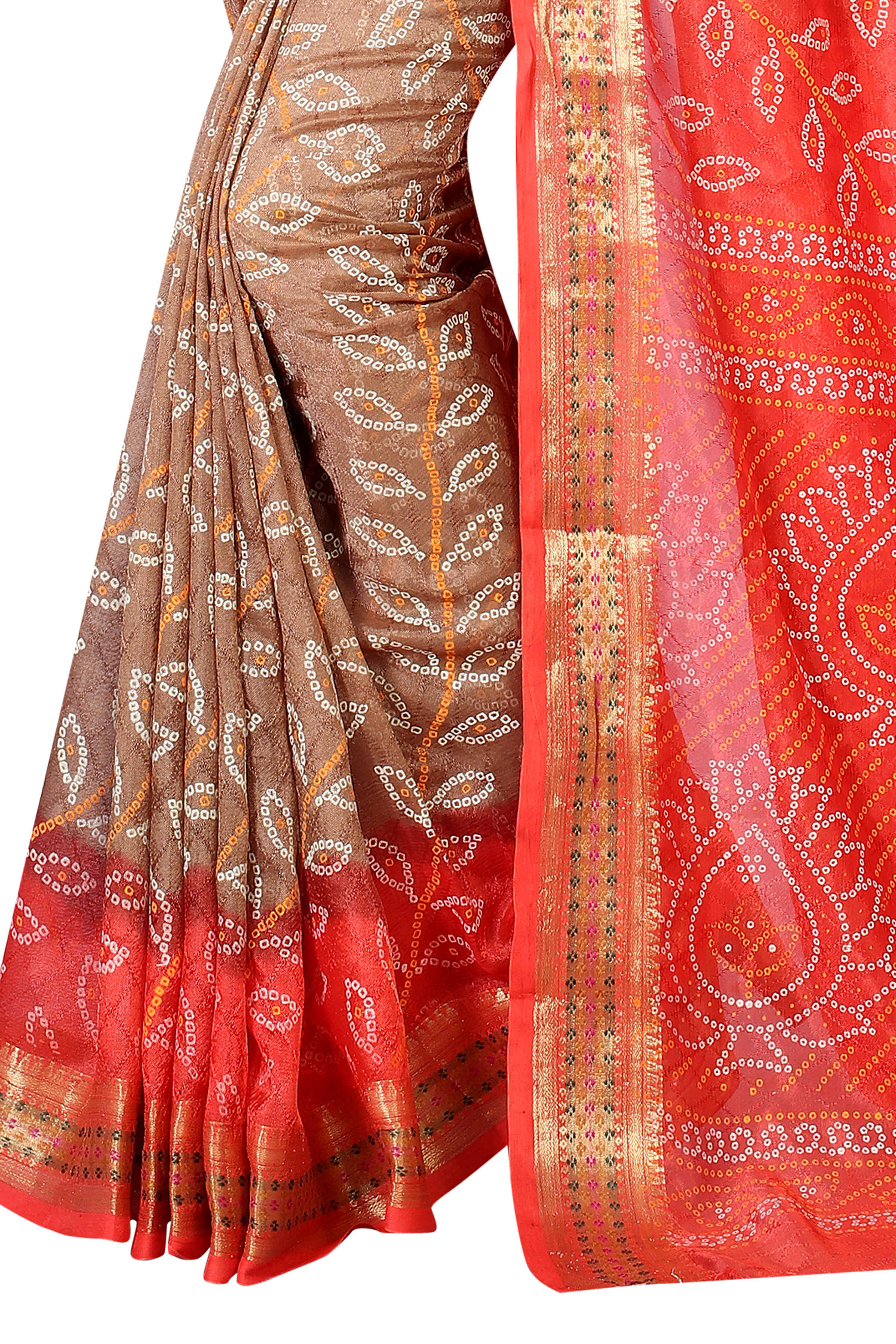 Pure Cotton Saree with  Bandhani and Zari work