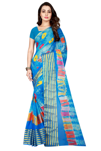Fancy Line Design print Bandhani chiffon saree