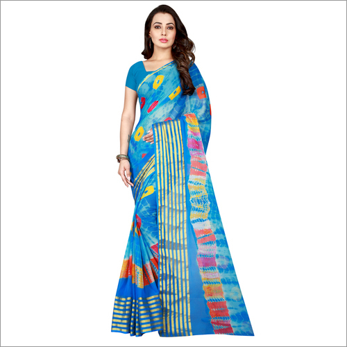 Fancy Line Design print Bandhani chiffon saree