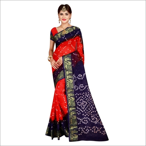 Elephant Design Pure cotton Saree with golden border