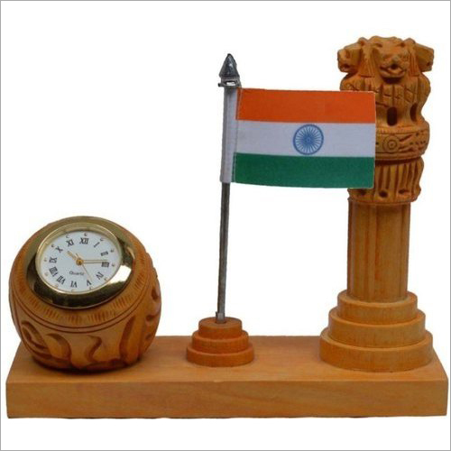Polished Wooden Desktop Ashoka Pillar Pen Stand