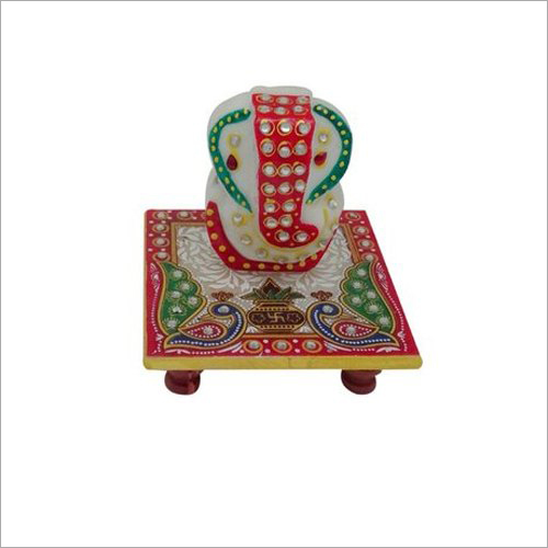 Multicolor Marble Ganesh Chowki