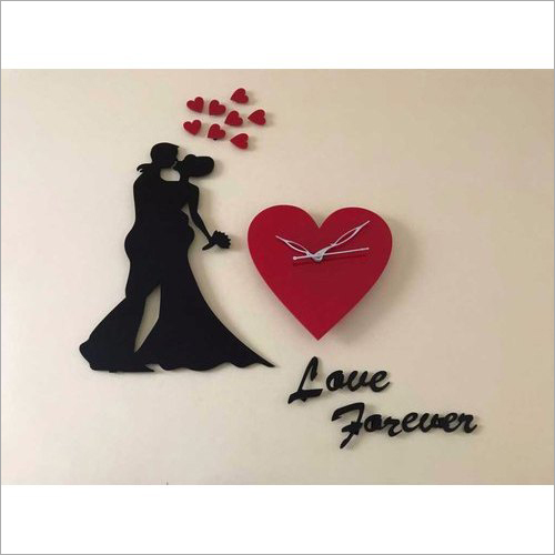 Designer Wooden Wall Clock - Heart Shape, Polished Finish | Available in Multiple Colors, Different Sizes