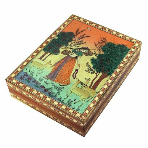 Wood Wooden Painted Jewellery Box