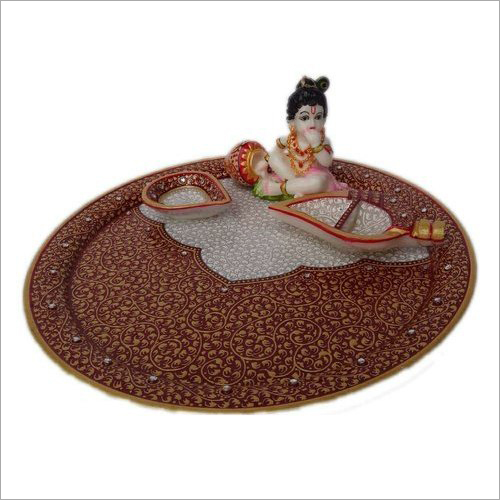 Marble Round Pooja Thali Size: Available In Different Size