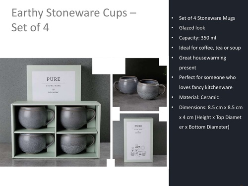 Earthy Stoneware Cups - Set of 