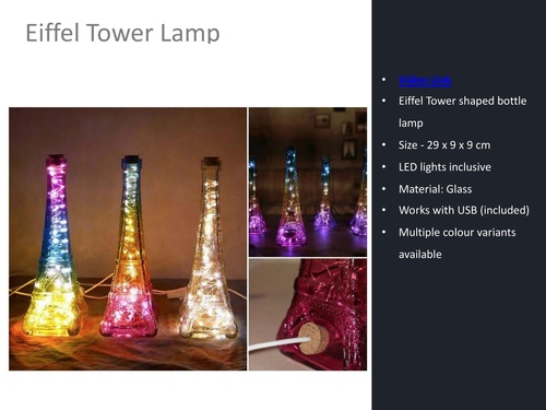Eiffel Tower Decorative Lamp By ISHAAN LOGISTIQUE