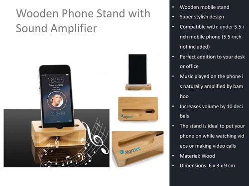 Wooden Phone Holder With Natural Sound Amplifier
