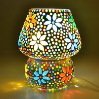 Multi Decent Glass Mushroom Shaped Glass Flower Design Handicraft Table Lamp With Multicolour Mosaic Handwork Table Lamp