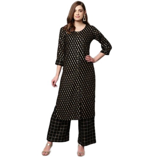 Black Ladies Kurta With Palazzo