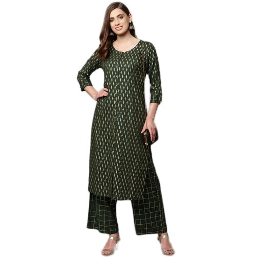Green Ladies Kurta With Palazzo