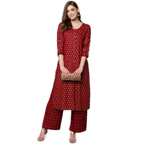 Maroon Ladies Kurta With Palazzo