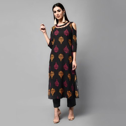 Ladies Black Printed Kurti