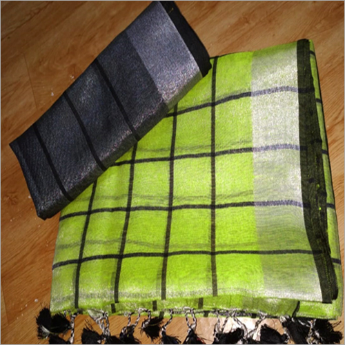 Available In Multiple Color Tissue Linen Black Checks Saree