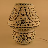Decent Glass White and Black Combination of Beads Mosaic Work Handicraft Mosaic Table Lamp
