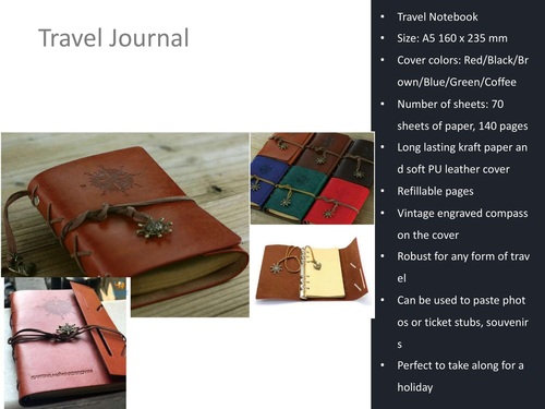 Vintage Engraved Travel Journal Notebook