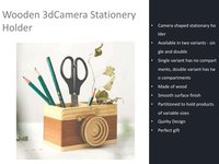 Wooden 3D Camera Stationery Holder