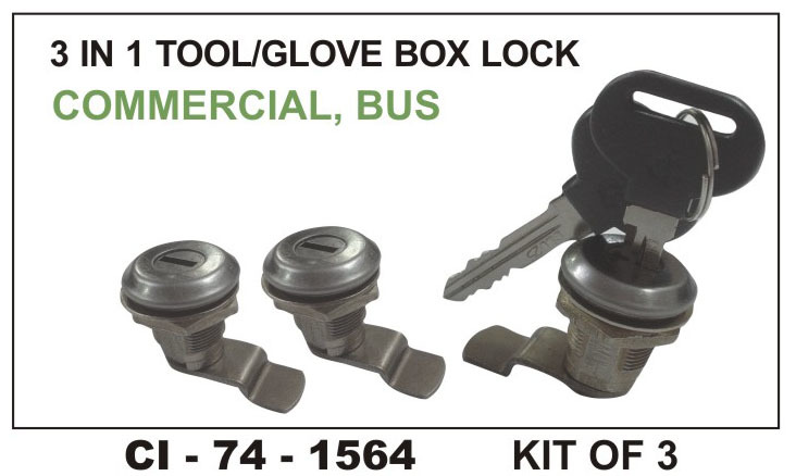 3 in 1 tool/glove box lock COMMERCIAL BUS kit of 3