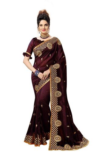 New Heavy Embroidery with sequence lace border Saree collection