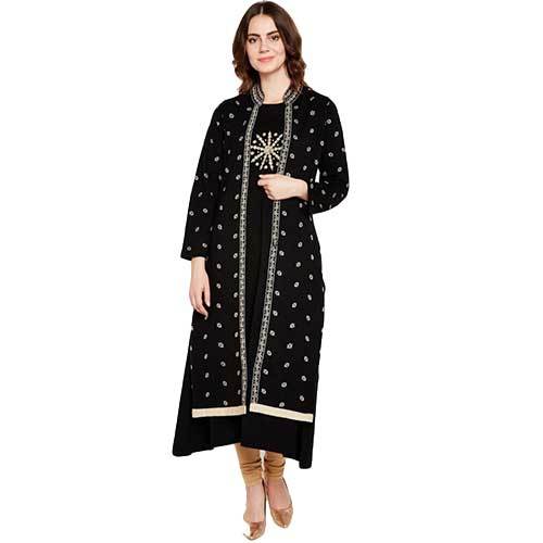No Fade Ladies Double Layer Black Kurti