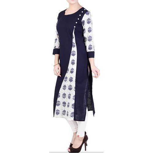 Ladies Cotton Kurti - Ethnic 3-4th Sleeve, Customized Sizes from XS to XXXL | Dry Clean, No Fade, Washable for All Seasons