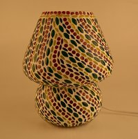 Decent Glass Handcrafted Crystal Decorated Floral Design Glass Table Lamp (Multicolored) Big Lamp