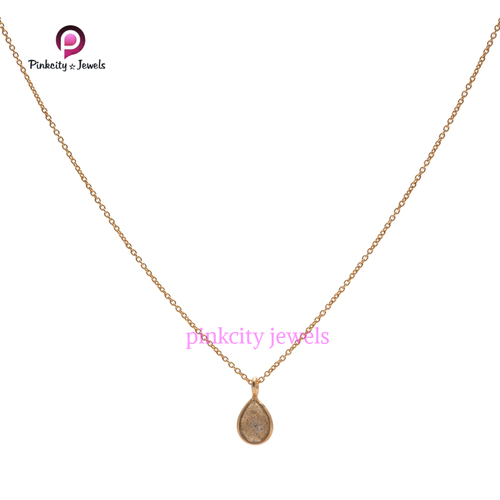 Pear Natural Labradorite  925  Chain Necklace