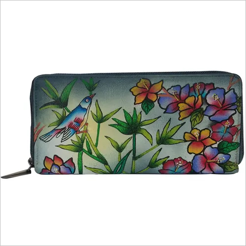 New Leather Hand Painted Zipper Wallet For Women