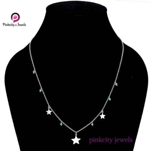 Blue Chalcedony 925 Silver Chain Necklace Blue Chalcedony 925 Silver Chain Necklace