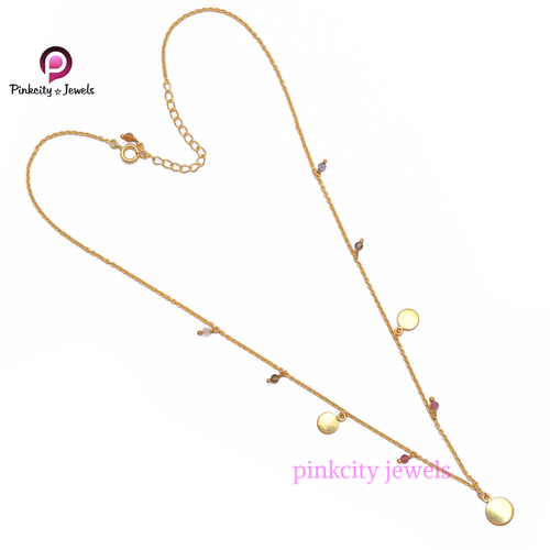 Round Multi Tourmaline 925 Silver Chain Necklace