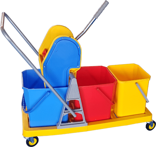 Triple Bucket Mop Wringer Trolley