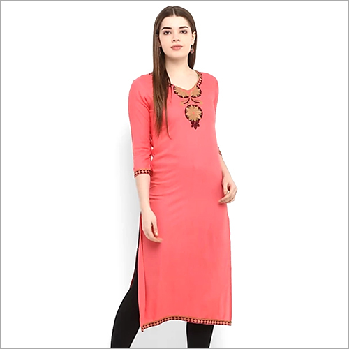 Plain Kurti - Cotton Blend, Available in Multiple Colors | Washable, 3-4th Sleeve Style, Casual Wear for All Seasons, Sizes: S, M, L, XL