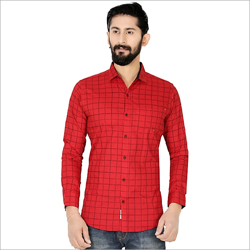 Mens Checked Shirt - Cotton, Sizes S, M, L, XL | Long Sleeves, Washable, Suitable for Spring, Summer, Winter, and Rainy Seasons