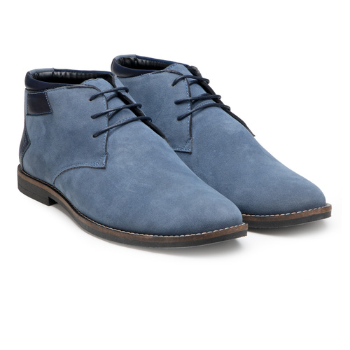 Breathable Mens Sky Blue Synthetic Suede Casual Lace Up Chukka Boots